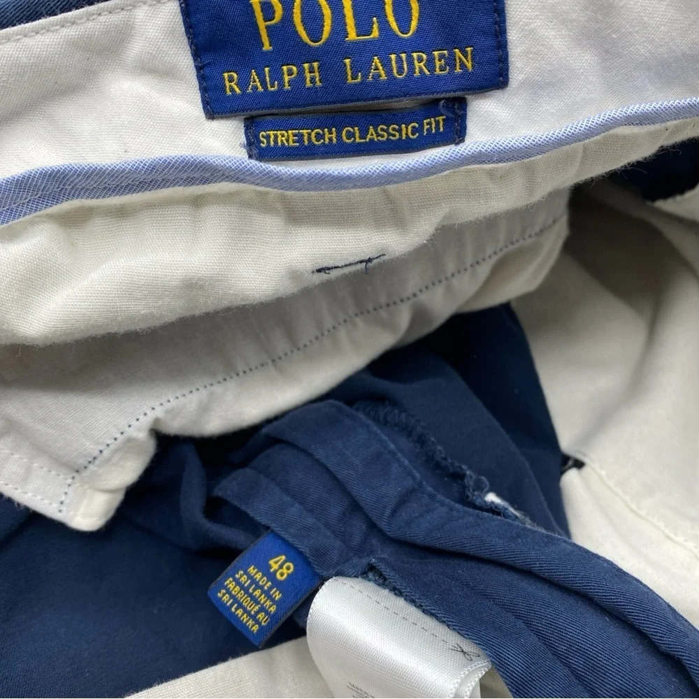 Polo Ralph Lauren Shorts Men 48 Blue Stretch Classic Fit Chino Casual Big Tall